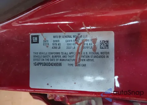 2013 Buick Verano from USA, damaged, VIN 1G4PP5SK8D4249596